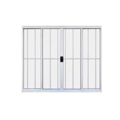 Imagem de Janela 4 Folhas De Correr c/ Grade 1.00 X 1.00 Alumínio Branco Linha Modular - Hale