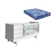 Imagem de Berço Americano Multifuncional 4 Em 1 Prince Branco Fosco Com Colchão - Reller