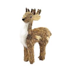 Imagem de Rena De Palha Natalina Em Pé 31X20X10Cm Enfeite De Natal