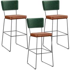 Imagem de Kit 03 Banquetas Altas Facto Verde Musgo Camel