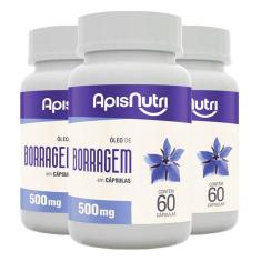 Imagem de Kit 3 Óleo de Borragem 500mg Apisnutri 60 cápsulas