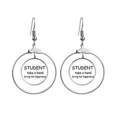 Imagem de Student Take A Hand Bring Me Happiness Brincos de argola pendente, joia circular