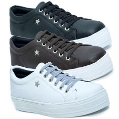 Imagem de Kit 3 Tênis Feminino Casual Conforto Elastico StarFox-Feminino