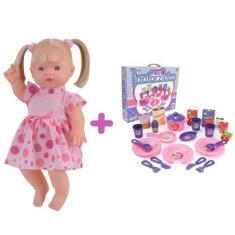 Imagem de Kit Boneca Bebê Loira Elisi Falante Com Jogo Meu Jantarzinho - Big Sta