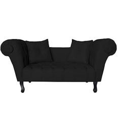 Imagem de Recamier Divã Namoradeira Dubai Capitonê Suede Preto - DS Estofados