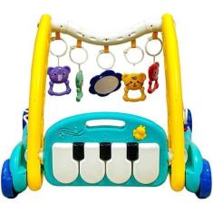 Imagem de Andador Infantil Musical Piano 2 Em 1 Carrinho Empurrador Tapete Bebê