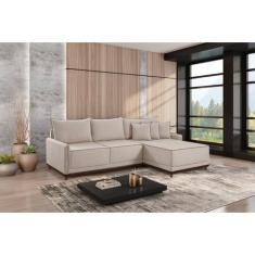 Imagem de Sofá Linho 3 Lugares 264cm Com Chaise Lado Direito Barra - Estofart