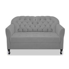 Imagem de Namoradeira Recamier Sofá Julia com Botonê para Sala de Estar Recepção Escritório Quarto Cinza Corano - AM Decor