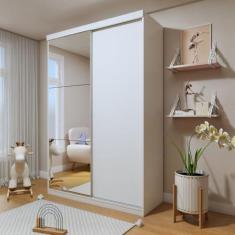 Imagem de Guarda-roupa Infantil 2 Portas de Correr 2 Gavetas e 3 Espelhos Arabella Branco