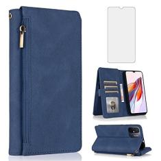 Imagem de Asuwish Compatível com Xiaomi Redmi 12C/Poco C55 Capa carteira protetora de tela de vidro temperado e zíper retrô capa flip de couro suporte para cartão acessórios para celular Redmi12C 11A feminino