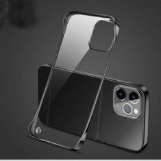 Imagem de Capa de telefone rígida sem moldura para PC revestida para iPhone 11 12 13 14 15Pro Max XSMAX X XR XS 7 8PLUS SE Capa traseira transparente brilhante sem limites, preta, para iPhone 13Pro