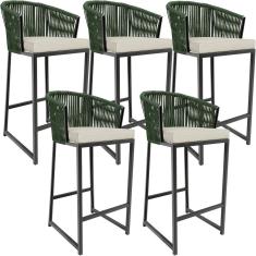 Imagem de Kit 05 Banqueta Para Área Gourmet Cozinha Varanda Corda Náutica Sunset D04 Verde - Lyam Decor