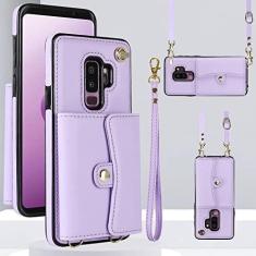 Imagem de Asuwish Capa de celular para Samsung Galaxy S9 Plus com bloqueio de RFID, suporte para cartão de crédito, alça transversal, suporte de couro, acessórios para celular S9+ 9S 9+ S 9 9plus S9plus