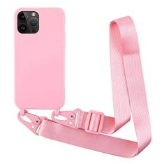 Imagem de Colar Crossbody Alça Cordão Estojo Para iPhone 14 13 12 Mini 11 Pro X XR XS Max SE 2 3 7 8 Plus Silicone Soft TPU Capa, Rosa, Para iphone 12 Pro