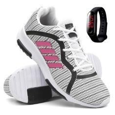 Imagem de Tênis Feminino E Relogio Academia Confortável Barato - Lorenzo, Cinza,