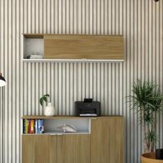 Imagem de Armário Aéreo com Nicho e Porta Basculante 35x135x35cm Branco/Vermont