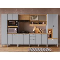 Imagem de Armário de Cozinha Completa MDF 7 peças com Balcão Hera Griseo Natural