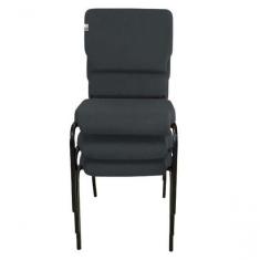 Imagem de 03 Cadeiras Empilhável Para Igrejas Evangélicas Linha Church Cinza