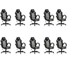Imagem de Kit 10 Cadeiras Gamer Atlético Mineiro Cam 3316 Espresso Móveis Preta/branca Preto