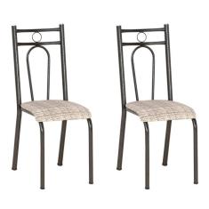 Imagem de Conjunto 2 Cadeiras Hanumam Cromo  e Estampa Rattan
