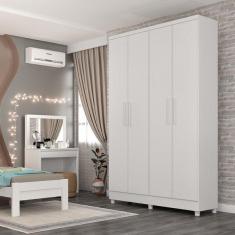 Imagem de Guarda Roupa Solteiro 4 Portas 2 Gavetas Amsterdam  Neve