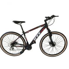 Imagem de Bicicleta Aro 29 Gti Roma Alumínio 21v Freio A Disco Garfo Suspensão Pneu Faixa Bege - Preto-vermelho-branco Tam.17