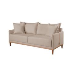 Imagem de Sofá 2 E 3 Lugares Almofada Solta Base Madeira Linho Bege Claro Maitê