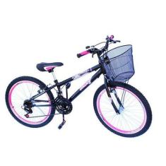 Imagem de Bicicleta Aro 24 Preta Rebaixada Com Aro Aero Pink - Onix
