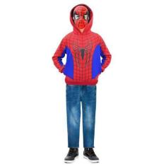 Imagem de Blusa Moletom Homem Aranha Infantil Com Mascara Vingadores - Fantasia 