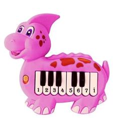 Imagem de Piano Teclado Infantil Baby Dino Rosa - Art Brink ZB728