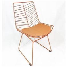 Imagem de Kit 2 Cadeiras Bertoia Retrô Cobre Assento Cobre - Poltronas do Sul