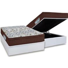 Imagem de Cama Box Baú Casal: Colchão Ortopédico Ortobom D45 / Ep Iso 150 Mega Firme + Base White(138X188)