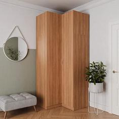 Imagem de Guarda Roupa de Canto Reto Modular Hera com 3 Prateleiras 2 Gavetas Cabecasa Madeiramadeira Louro