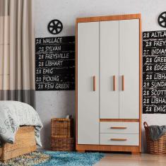 Imagem de guarda-roupa solteiro priy 3 pt 2 gv freijó wood e off white