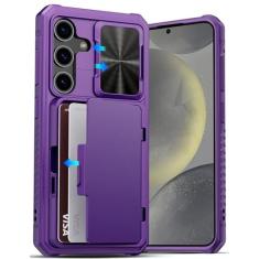 Imagem de ATATOO Capa carteira para Samsung Galaxy S24, suporte de cartão integrado (loja de 4 a 5 cartões) e capa deslizante para câmera e suporte, proteção de nível militar, capa resistente à prova de choque