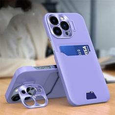 Imagem de Para iPhone 14 Pro Max Suporte Invisível Slot para Cartão Capa de Telefone Para iPhone 13 11 12 Pro Max 14 Plus Lente de Metal Capa Protetora da Câmera, T5, Para iPhone 13