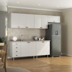 Imagem de Cozinha Completa 5 Peças 100% Mdf Bp 2 Balcões 3 Aereos Maranello Branco