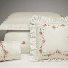 Imagem de Kit Cobre Leito Queen+Jogo Lençol 10Pçs Palha Floral - Casa Scarpa