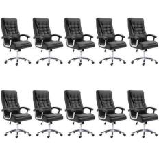 Imagem de Kit 10 Cadeiras Big Mola Ensacada Escritório Pres Giratória em Couro c