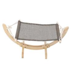 Imagem de Cama de Rede para Gatos, Cama de Gato Elevada de Madeira Confortável e Respirável Fácil de Montar Cama de Cachorro Pequena Removível e Lavável Cadeira de Gato Em pé Móveis