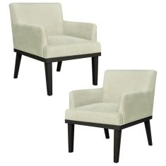 Imagem de Kit 02 Poltronas Decorativas Vitória W01 Suede Bege - Mpozenato