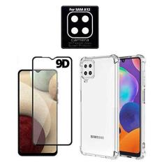 Imagem de Kit Capa Antishock Compatível Samsung Galaxy A12 + Película 9D Vidro + Película Nano Flexível Câmera