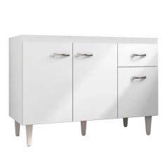 Imagem de Balcão de Cozinha 120cm Diana 3 Portas S/ Tampo Branco/Preto Flex - Bela Móveis