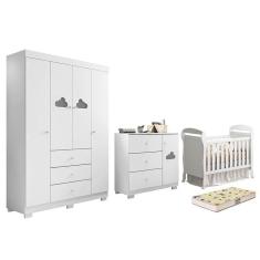 Imagem de Dormitório Infantil Ane Guarda Roupa, Cômoda, Berço Danny com Colchão Supreme - Phoenix Baby