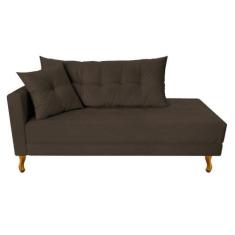 Imagem de Recamier Azura  185cm com Almofada Lado Direito Suede Marrom - Amarena