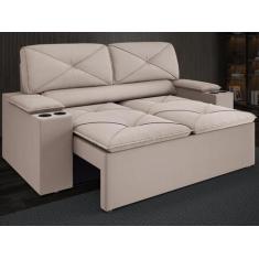 Imagem de Sofá Com Porta Copos Retrátil E Reclinável Pop 1,54M Velosuede Bege -