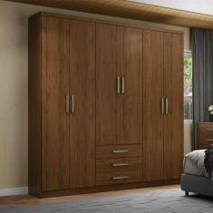 Imagem de Guarda-Roupa Casal Caju 6 Portas 3 Gavetas Castanho - Henn