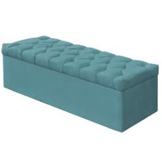 Imagem de Recamier Calçadeira Casal King 195cm Sofia Veludo Azul Turquesa  - Mon