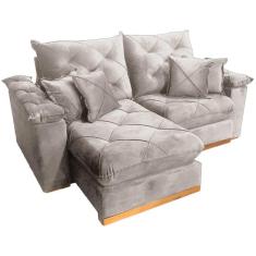 Imagem de Sofá Gran Plus com Molas Ensacadas 4 Lugares Retrátil e Reclinável 230cm Tecido Veludo Império Cor Bege