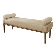 Imagem de Recamier Banco Berlim Luxo Madeira Maciça Castellar Móbile Linho Bege Linho Bege